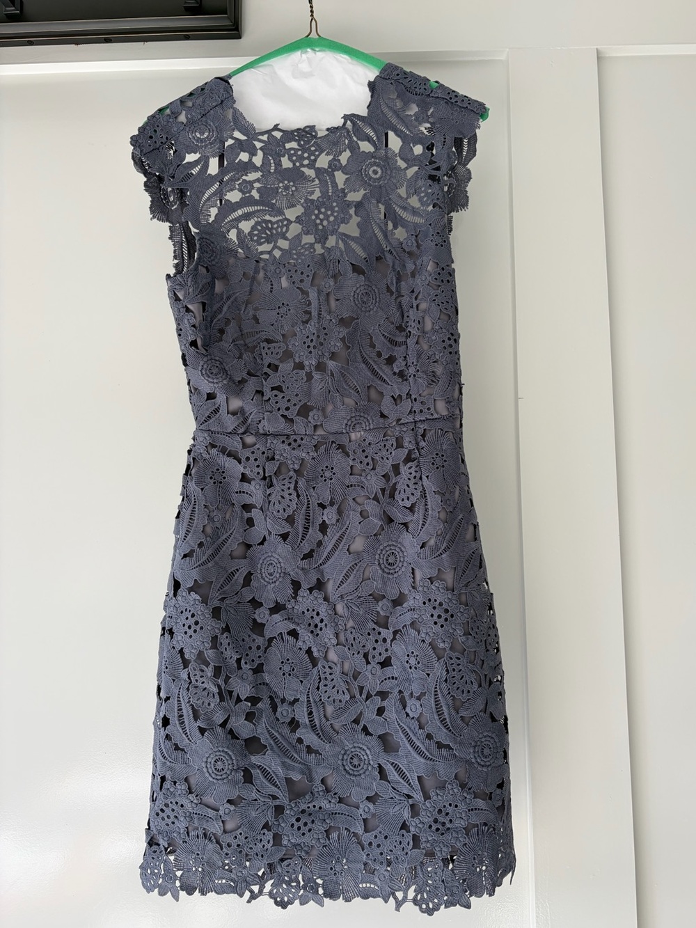 SAYLOR Slate Floral Lace Cap-Sleeve Mini Dress